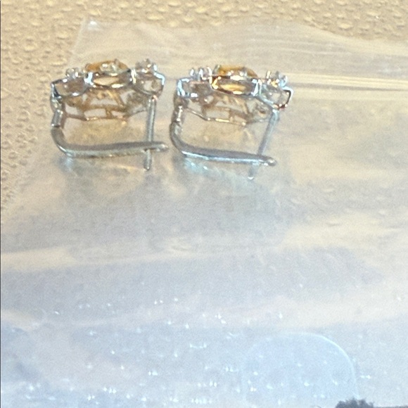 Elegant Spider Web Sterling Silver and Citrine Gemstone Earrings - Picture 3 of 4